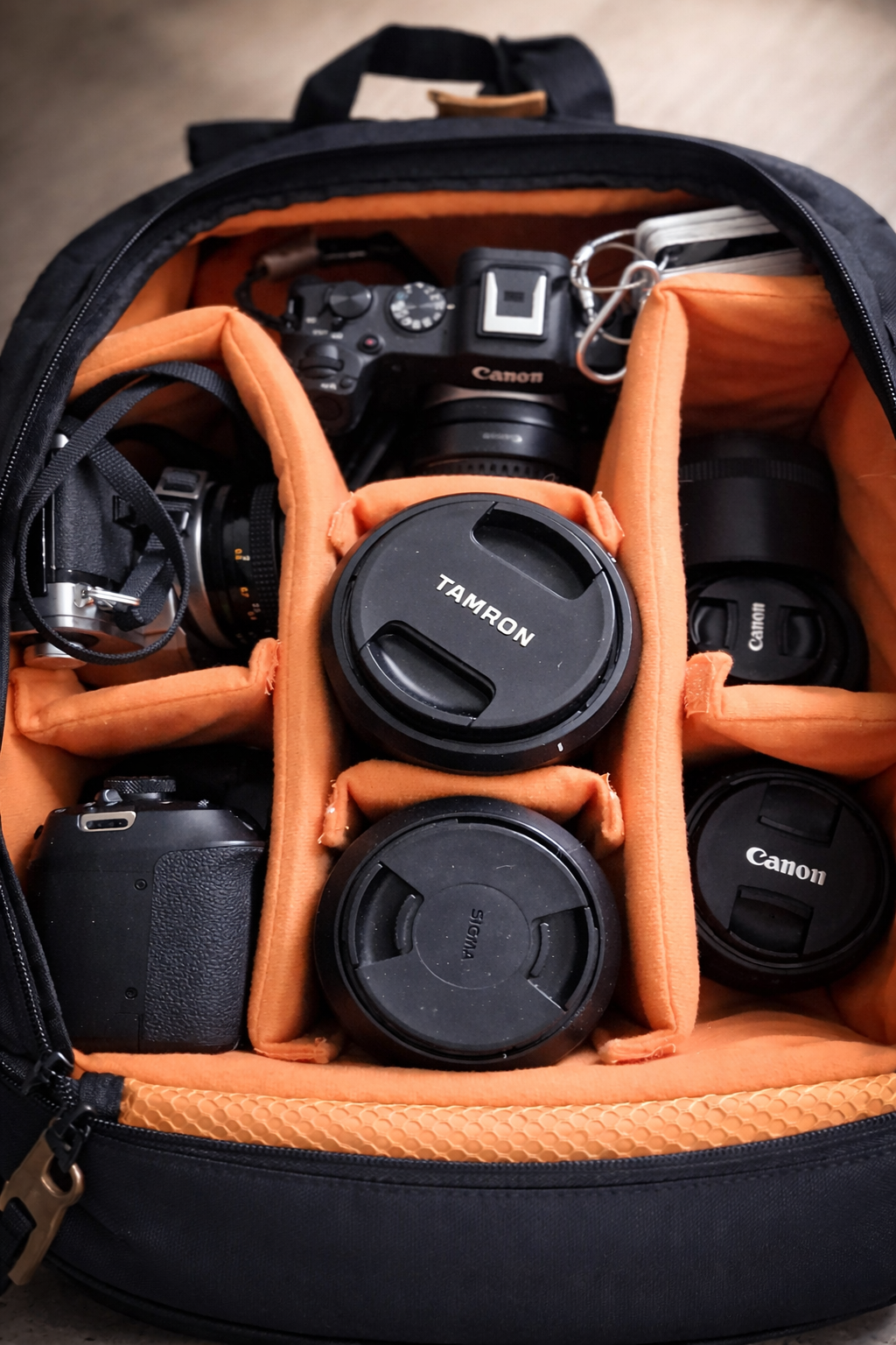 Professionelle Kameraausrüstung — Canon, Tamron und Sigma